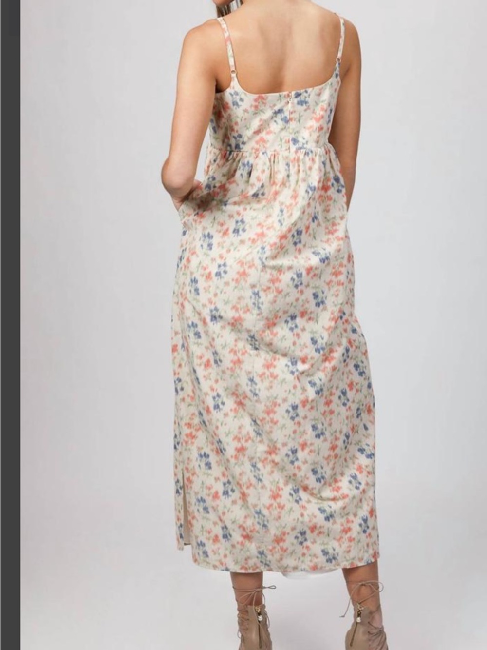 Rebecca Taylor Emma Dress Women’s Size 2 Floral Maxi Cream Blush Blue Pockets - Picture 2 of 16